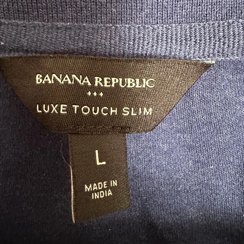 Banana Republic Polo Shirt with Blue w/ white piping. Luxe Touch slim  Large